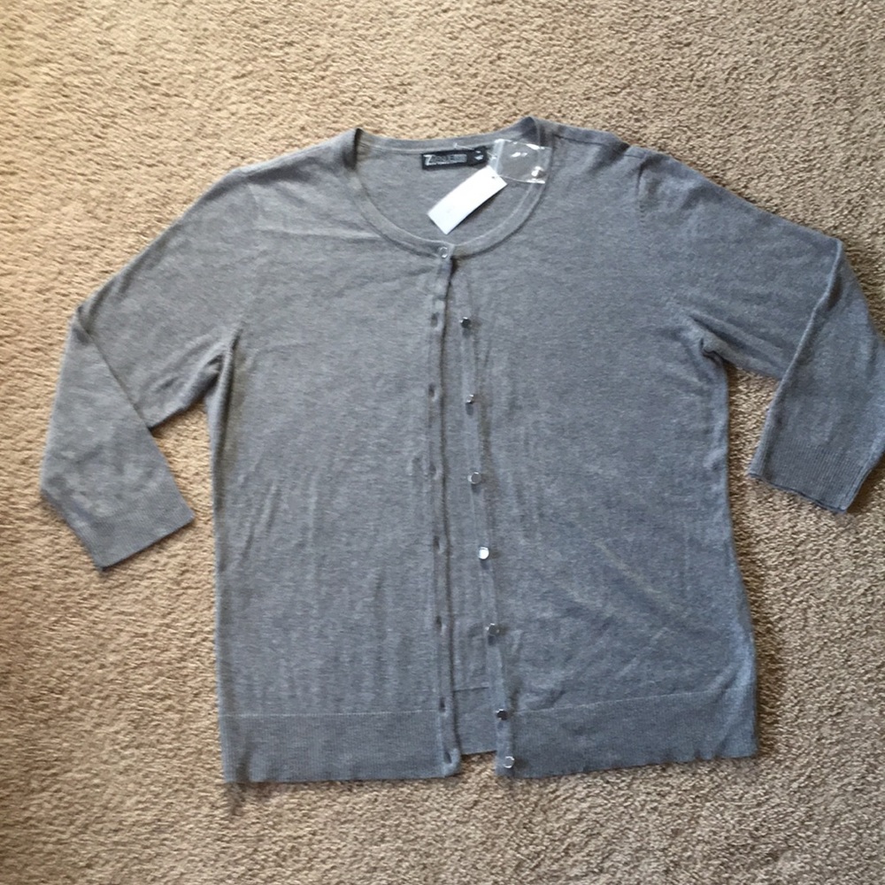 Sweater, button-down, New York and company new with tags medium gray